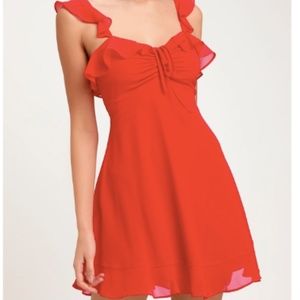 Lulu's Red Ruffled Mini Dress NEVER WORN